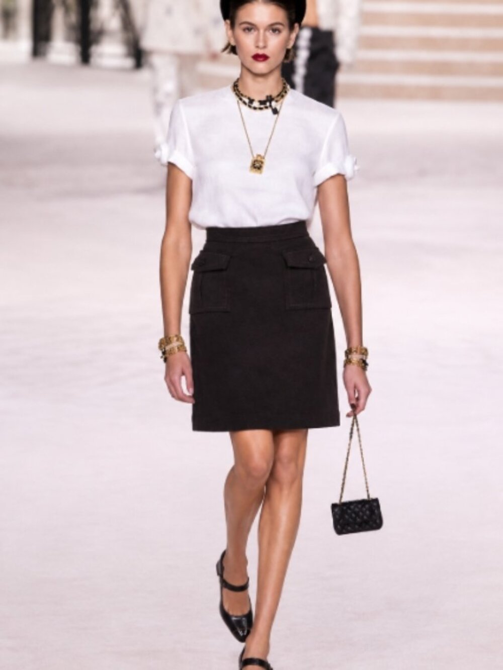 TORY BURCH Black Wool Blend Mini Skirt with Pocket Accents $540